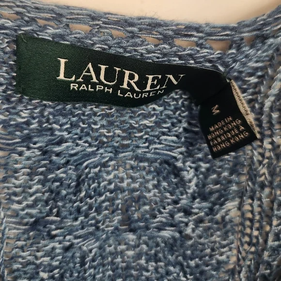 Lauren Ralph Lauren Preppy Breathable Summer Cable Knit Sweater Indigo Marl M - Picture 10 of 12